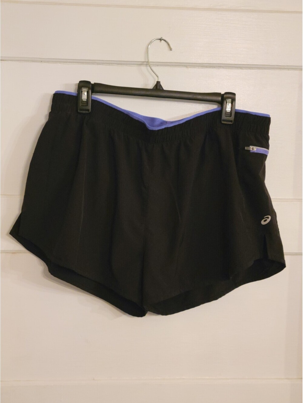 Asics Womens XL Shorts Black Athletic Running Zip Pocket Lined Activewear